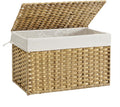 Storage Basket with Lid 27.7 Gallon Woven Bin - Large Foldable Laundry