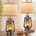 LEDIARY 18.72 in Flickering Flame Lantern Table Lamps Set of 2 - Cozy