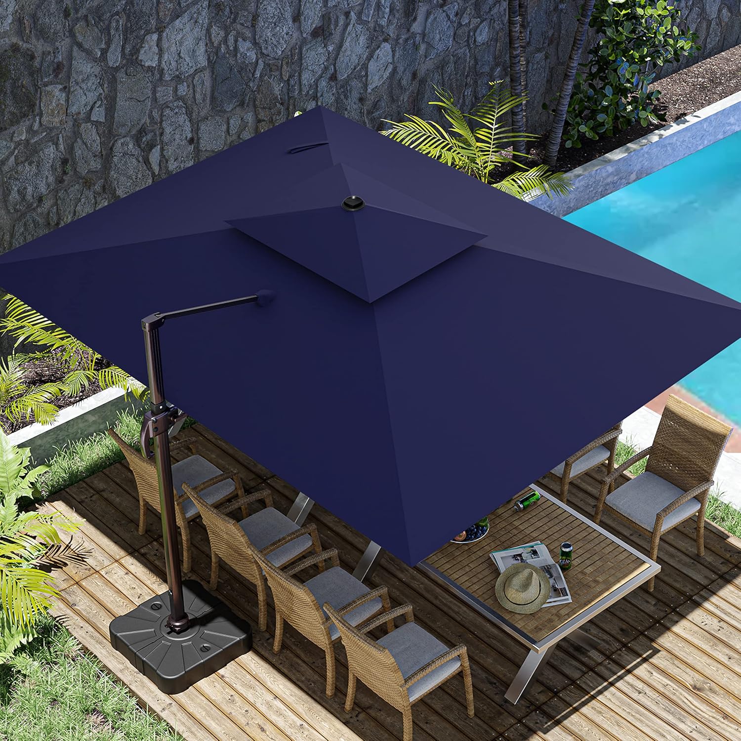 10x13FT Cantilever Outdoor Patio Umbrella for Sun Shade