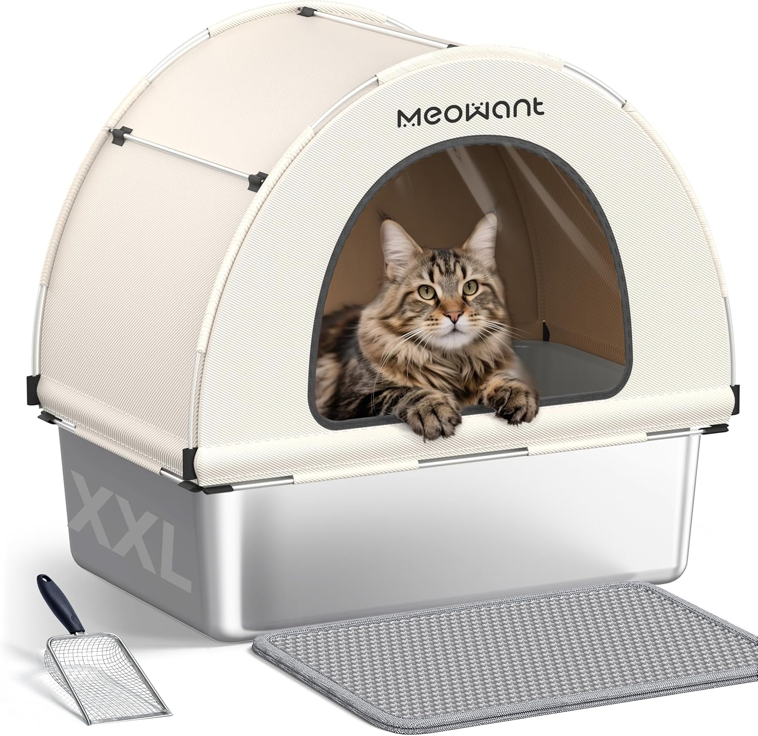 Extra Large Enclosed Stainless Steel Cat Litter Box Solution