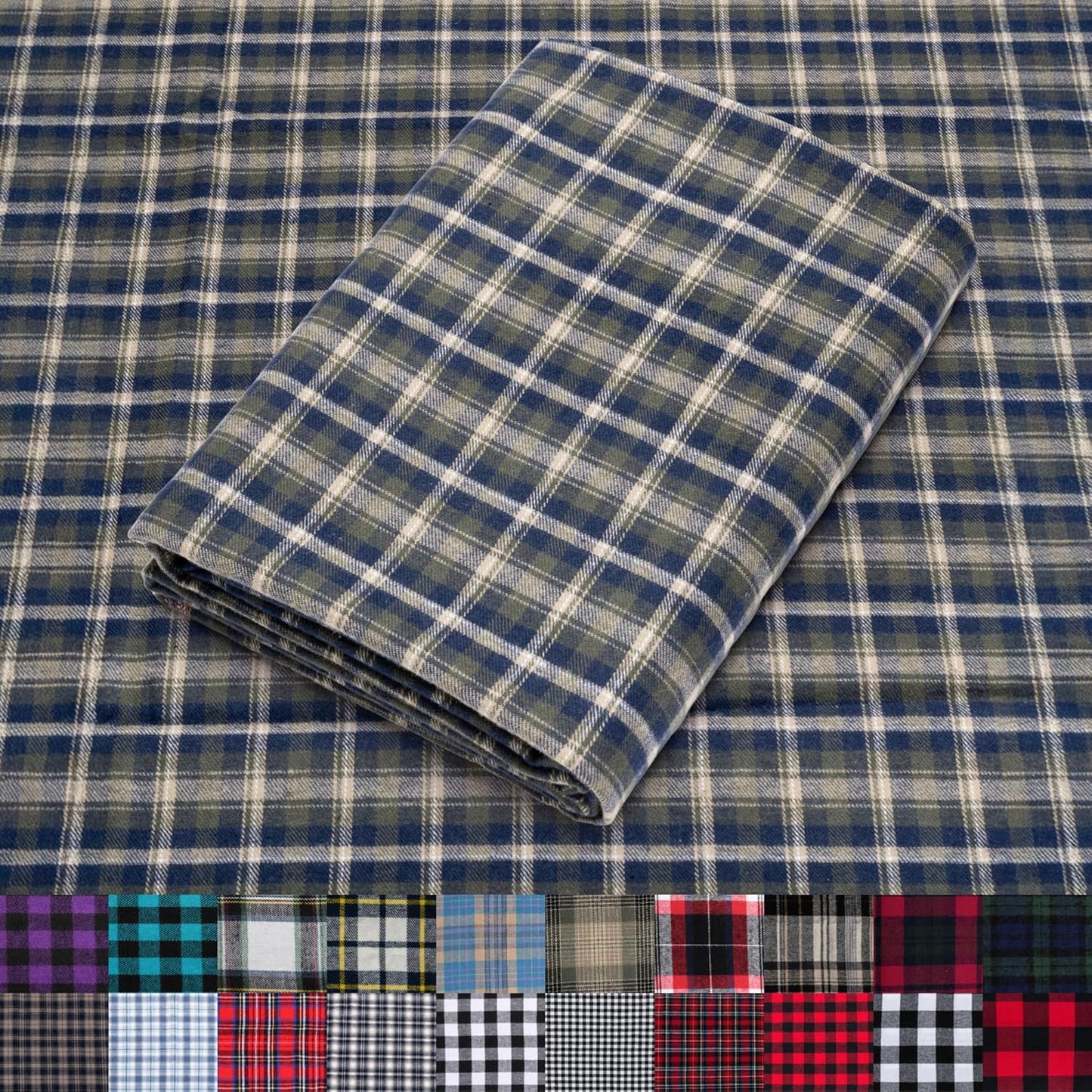 Pico Textiles 10 Yards Bolt Blue and Green Tartan Plaid Fabric