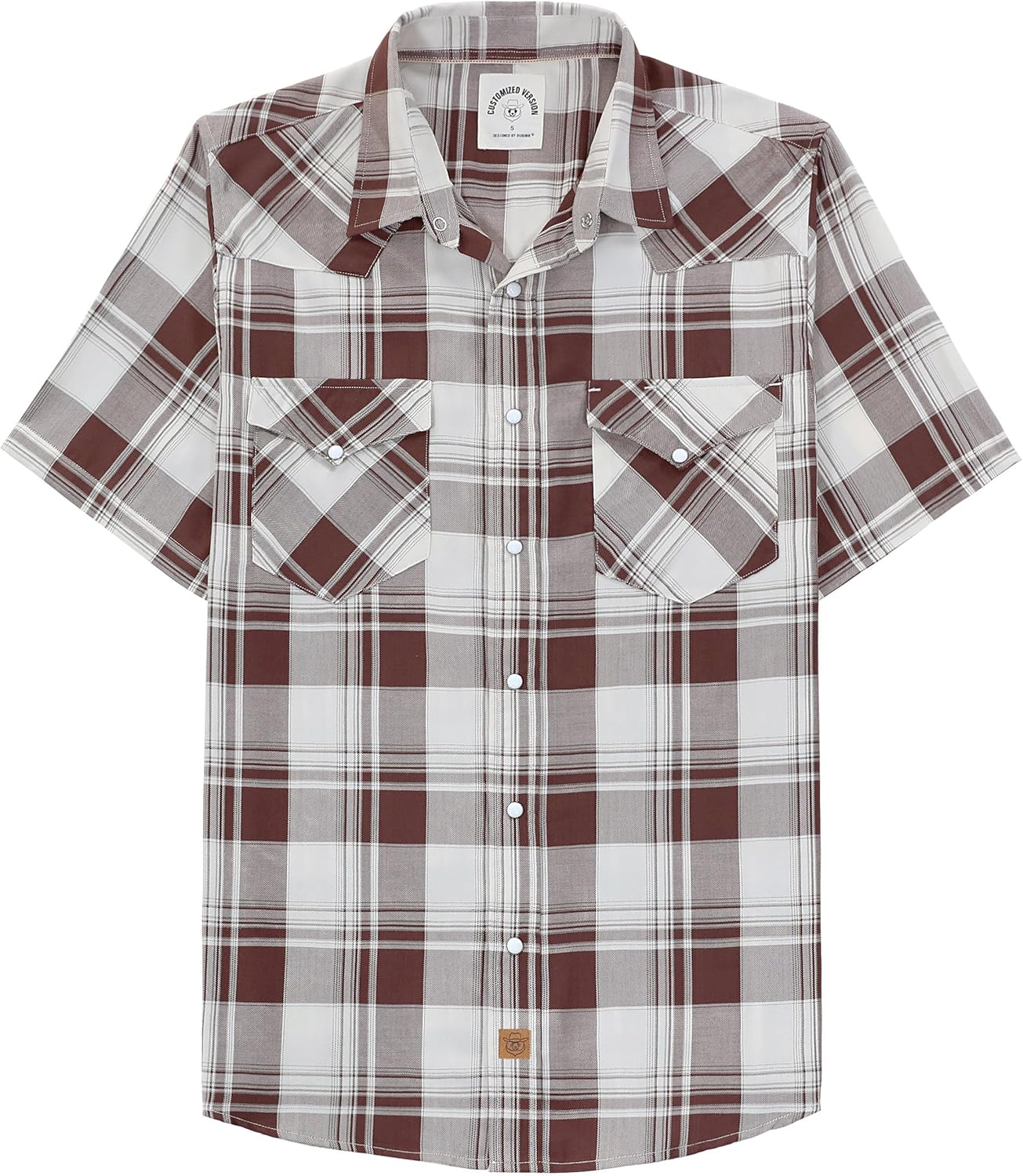 Dubinik Mens Short Sleeve Western Cowboy Plaid Snap Shirts