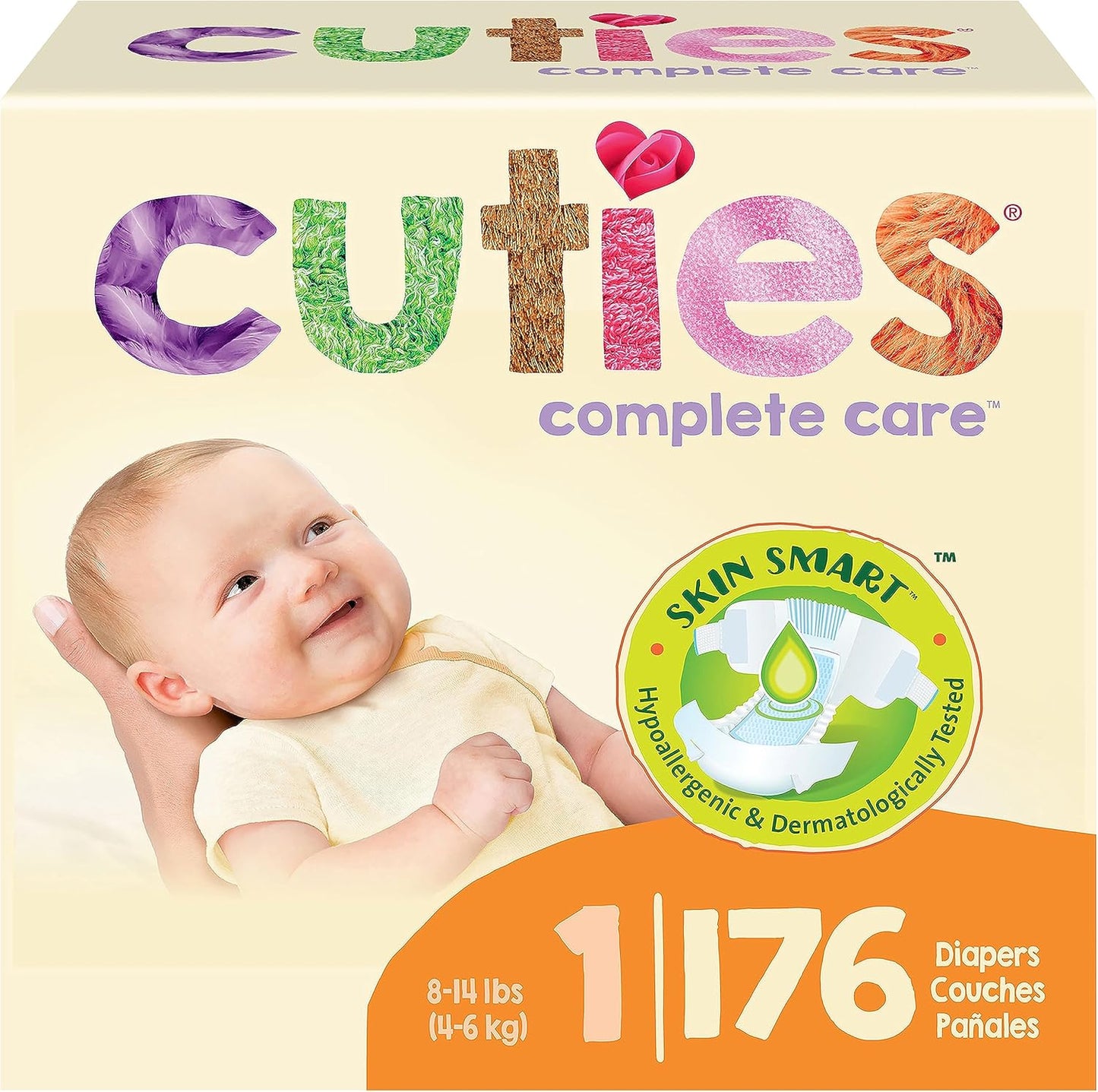 Cuties Skin Smart Diapers | Flexible Tabs | Size 1 | 176 Count