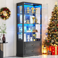 Glass Display Cabinet with Door 4-Tier Curio Cabinet - LED Sensor
