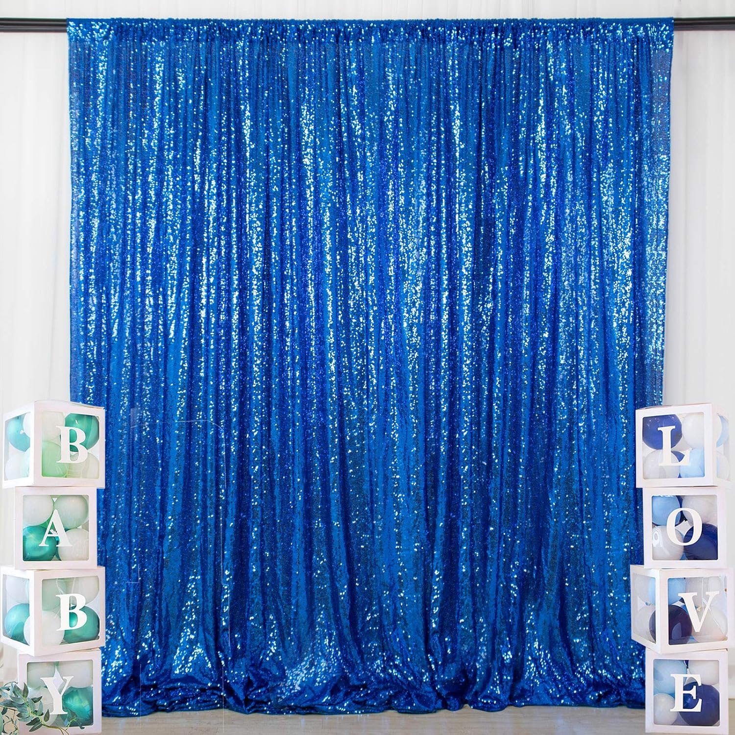 Royal Blue Sequin Photo Booth Backdrop for Events Decor