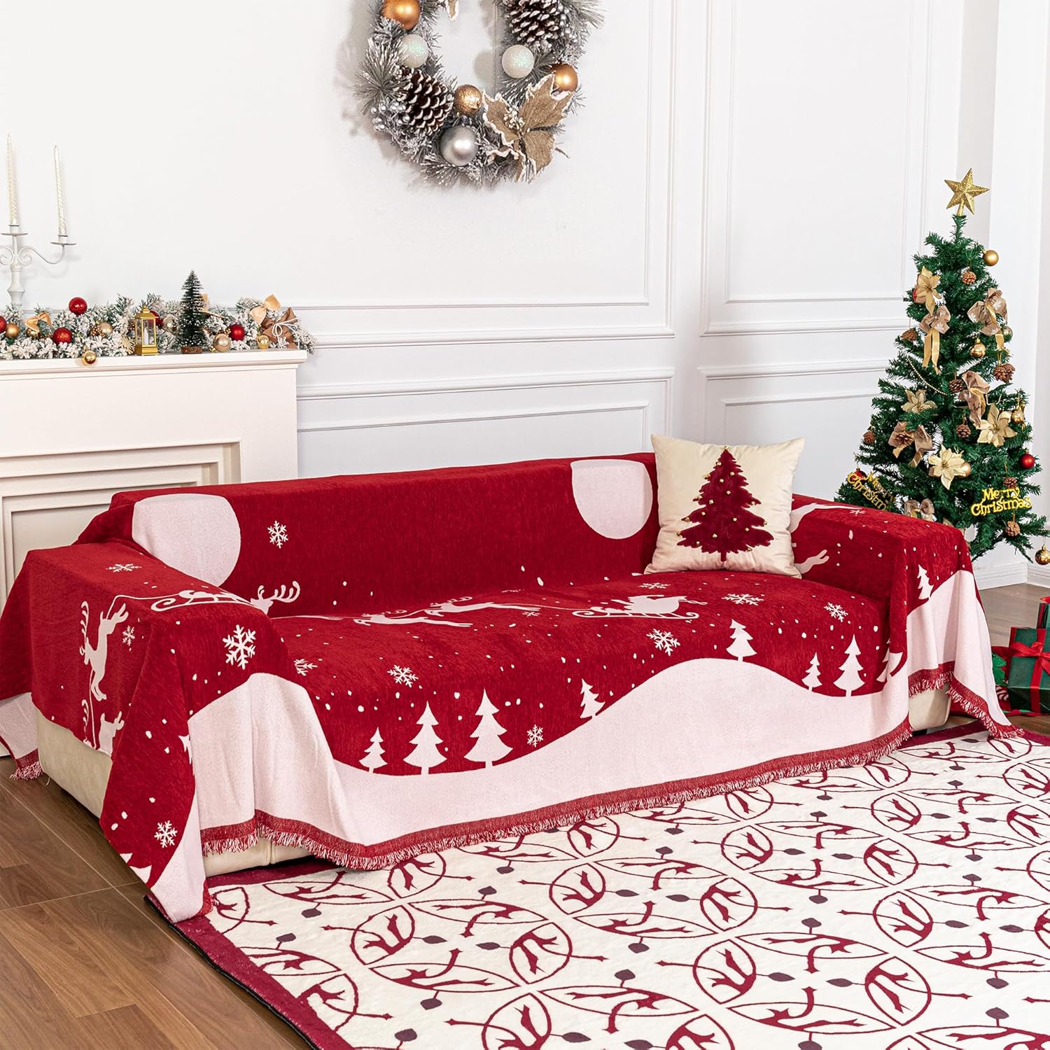 MYSKY HOME Non Slip Soft Couch Cover for 3 Cushion Sofa
