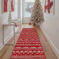 Christmas Runner Rug 2x6 Red Washable Non-Slip Holiday Decor