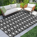 Outdoor Rug 9x12ft Plastic Straw Reversible Mat - Weatherproof Durable