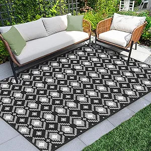 Outdoor Rug 9x12ft Plastic Straw Reversible Mats for All Uses