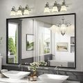 50x40 in Black Metal Framed Bathroom Mirror - Matte Black Rectangle