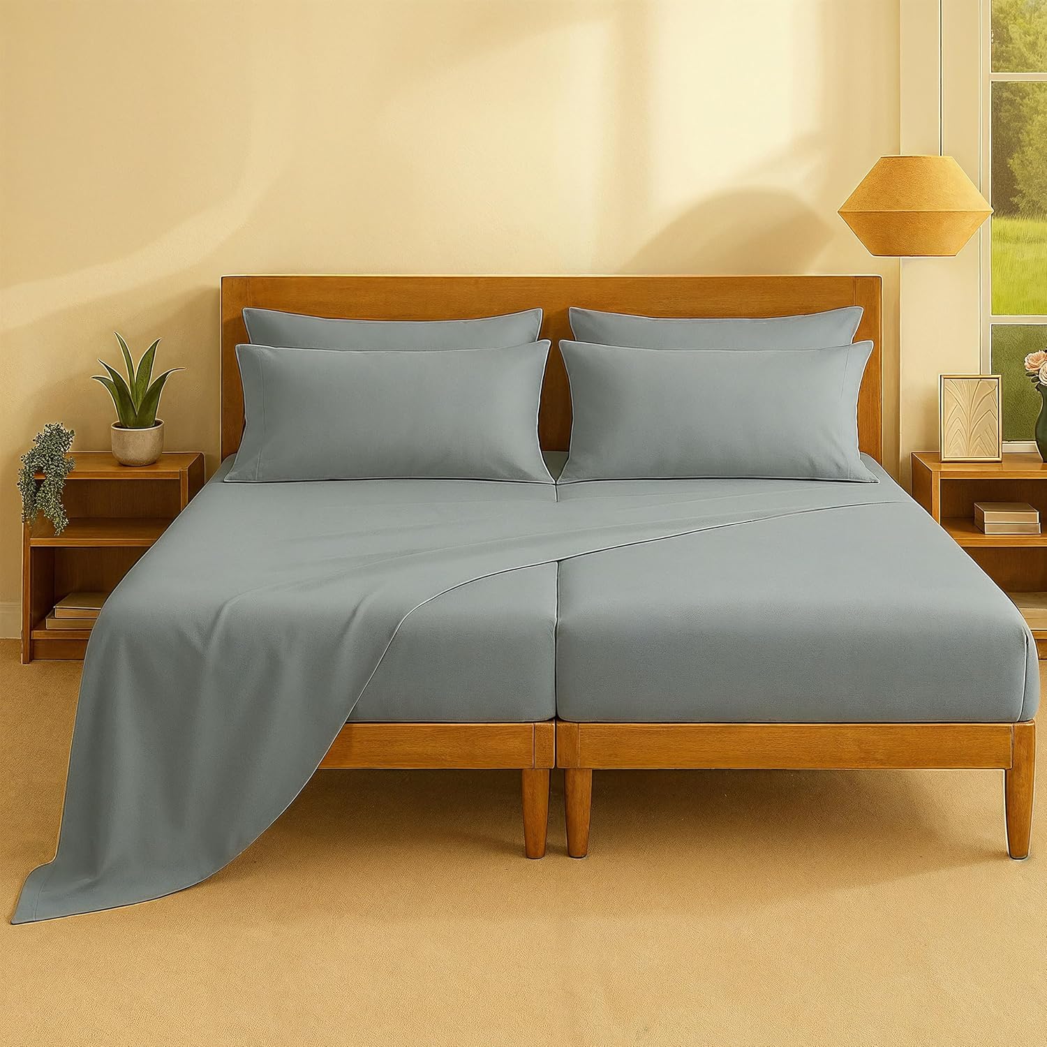 Casa Platino 100% Cotton Split King Bed Sheets Set for Comfort