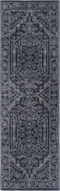 Adirondack Runner Rug 2ft6in x 12ft - Durable Navy & Ivory Runner
