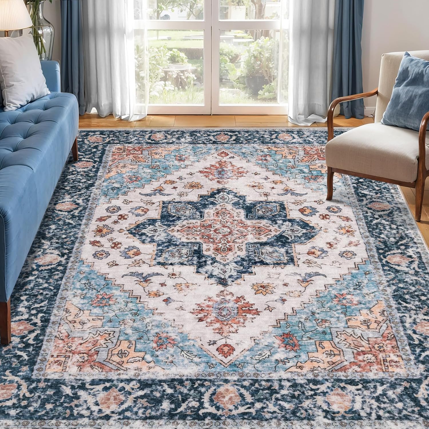 SERISSA 5x7 Boho Area Rug - Soft Non-Slip Vintage Design