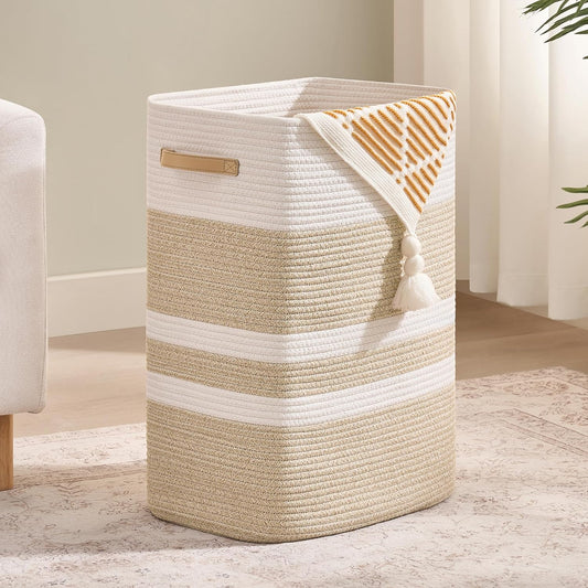 Laundry Hamper with Leather Handles for Stylish Storage Needs