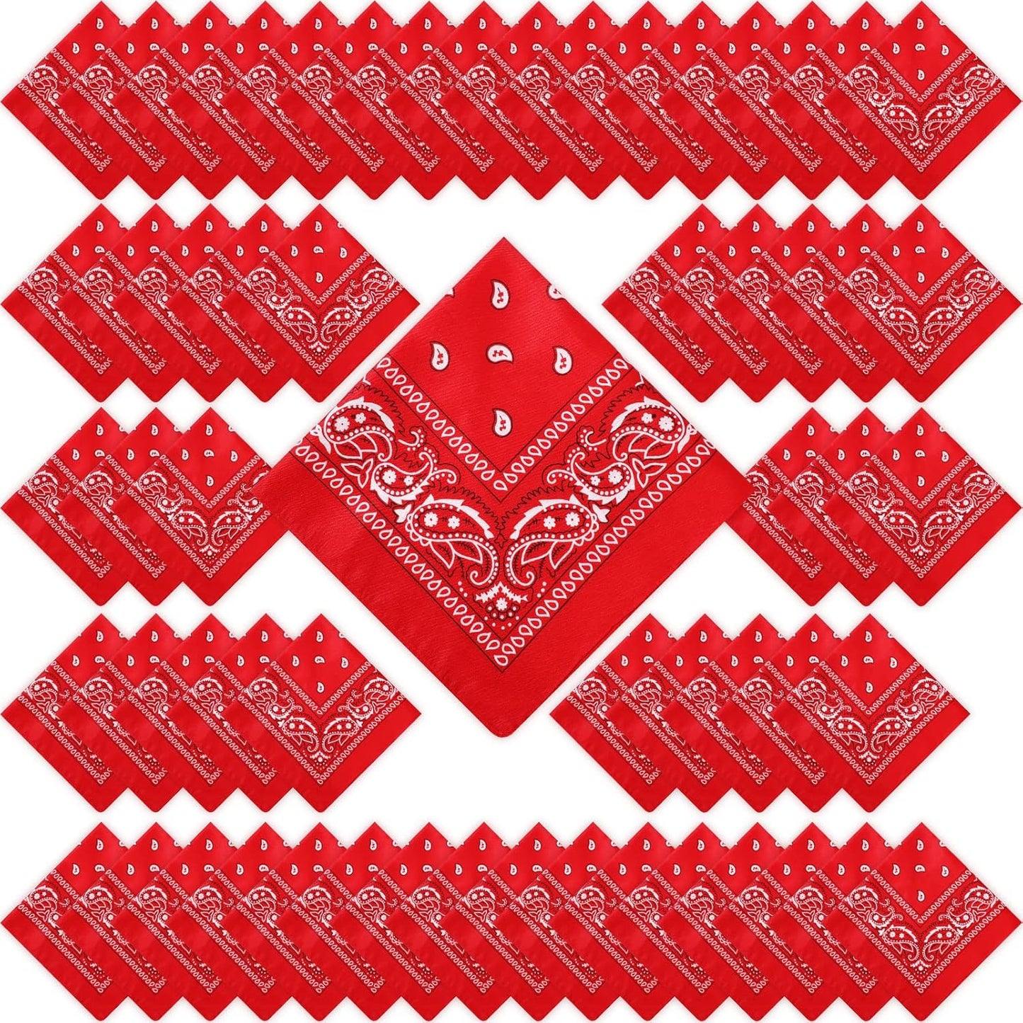 100 Pack Unisex Paisley Bandanas for Cowboy Themed Parties