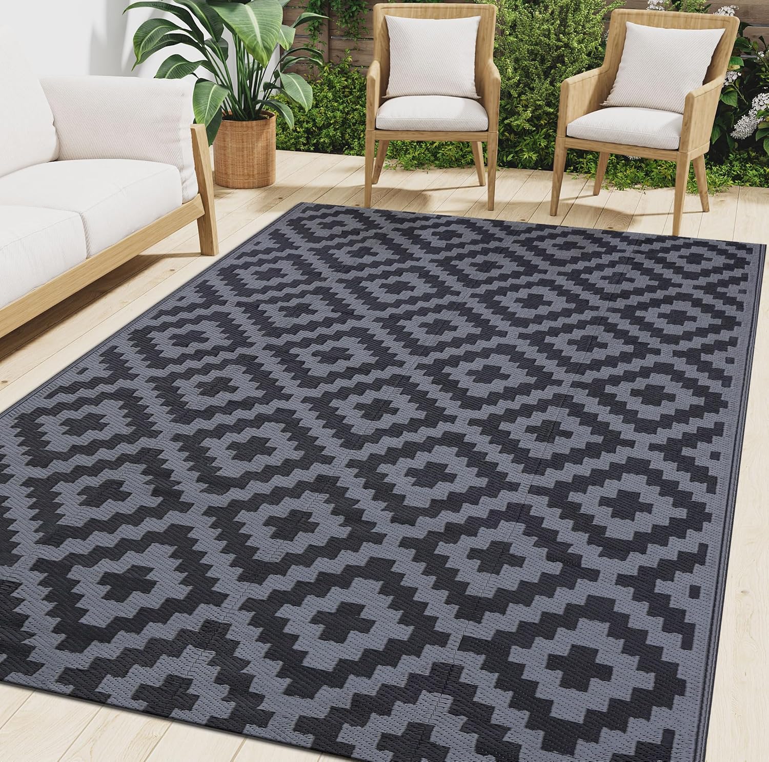 Smiry Waterproof Outdoor Rug 8x10 ft for Versatile Use
