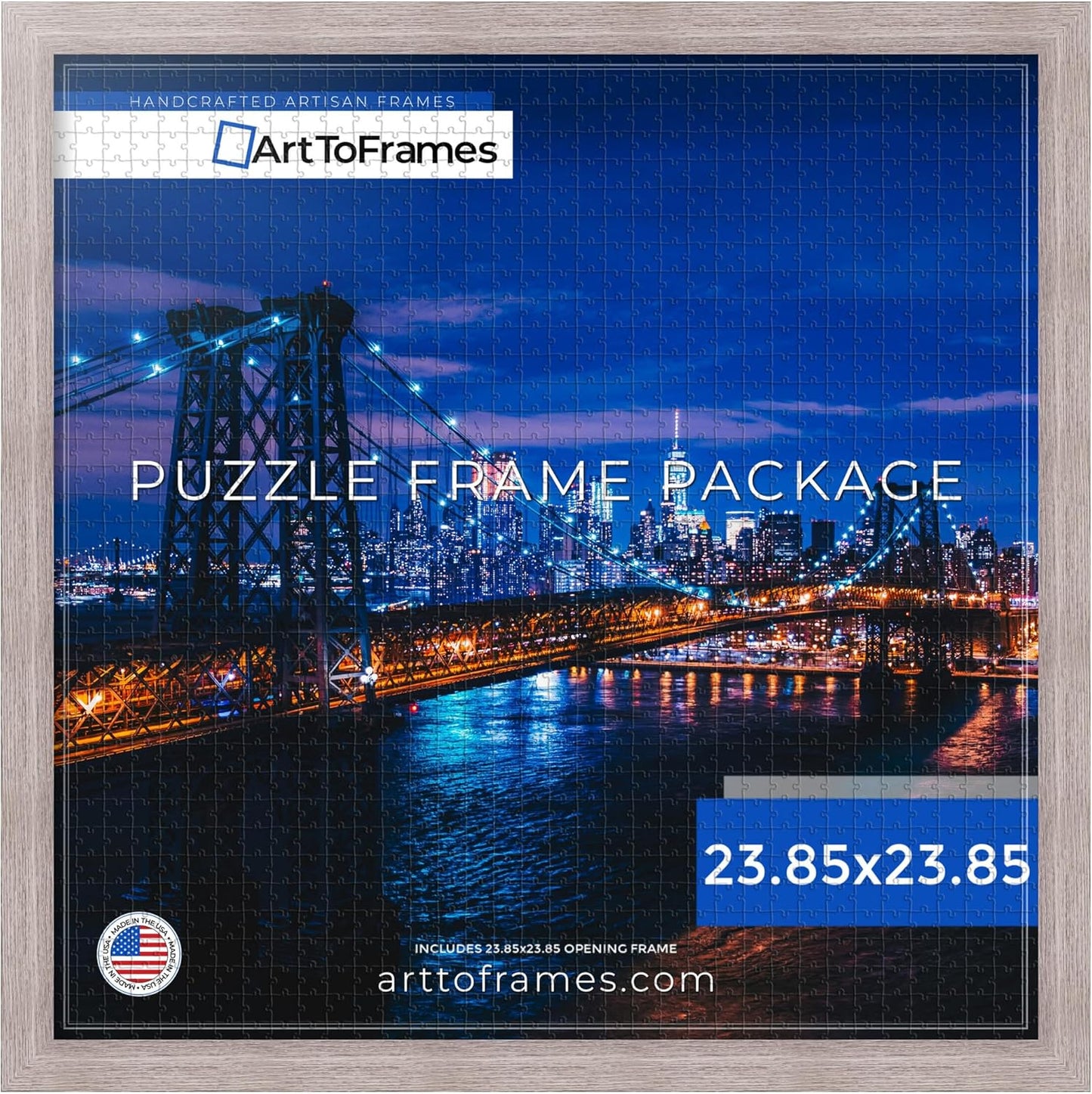 ArtToFrames 23.85x23.85 INCH Gray Oak Puzzle Frame for 1000 Pieces