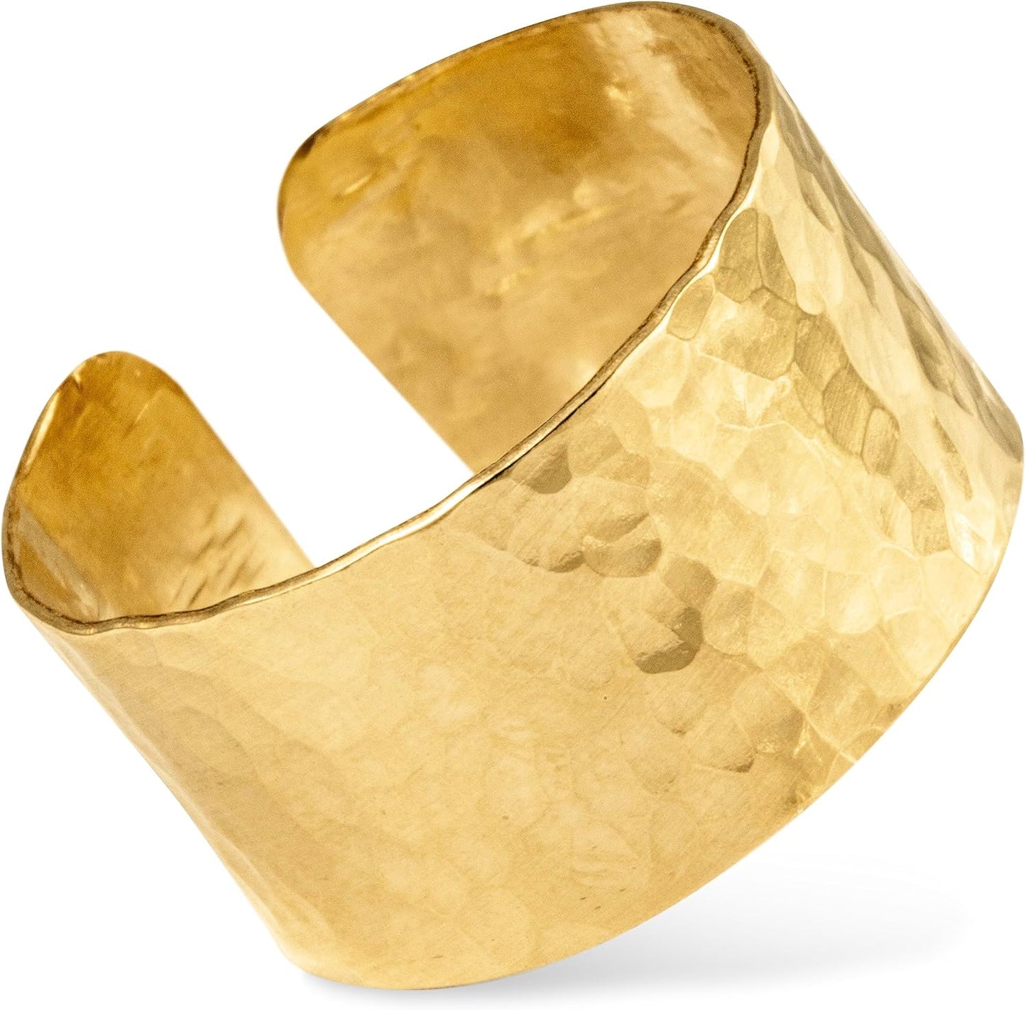 Hammered Cigar Band Gold Statement Ring for Everyday Wear