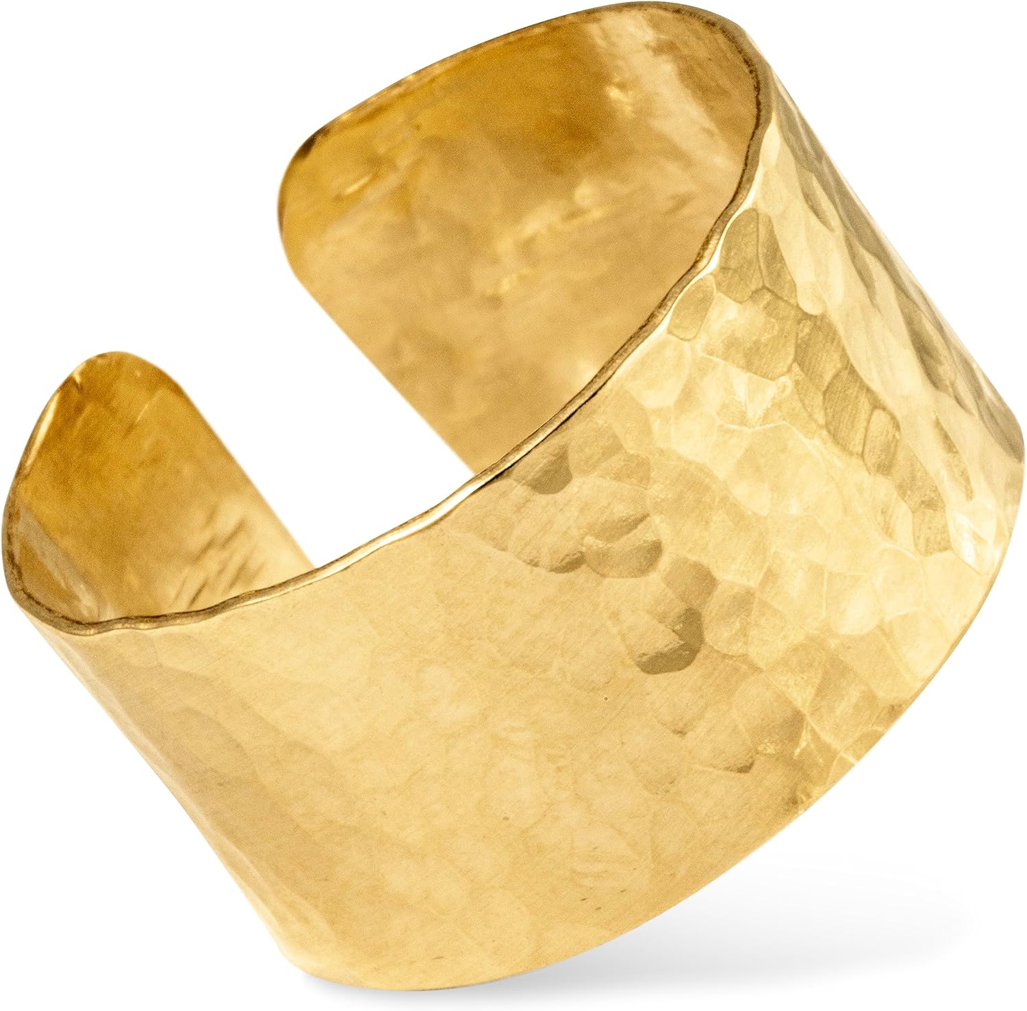 Hammered Cigar Band Gold Statement Ring for Everyday Wear