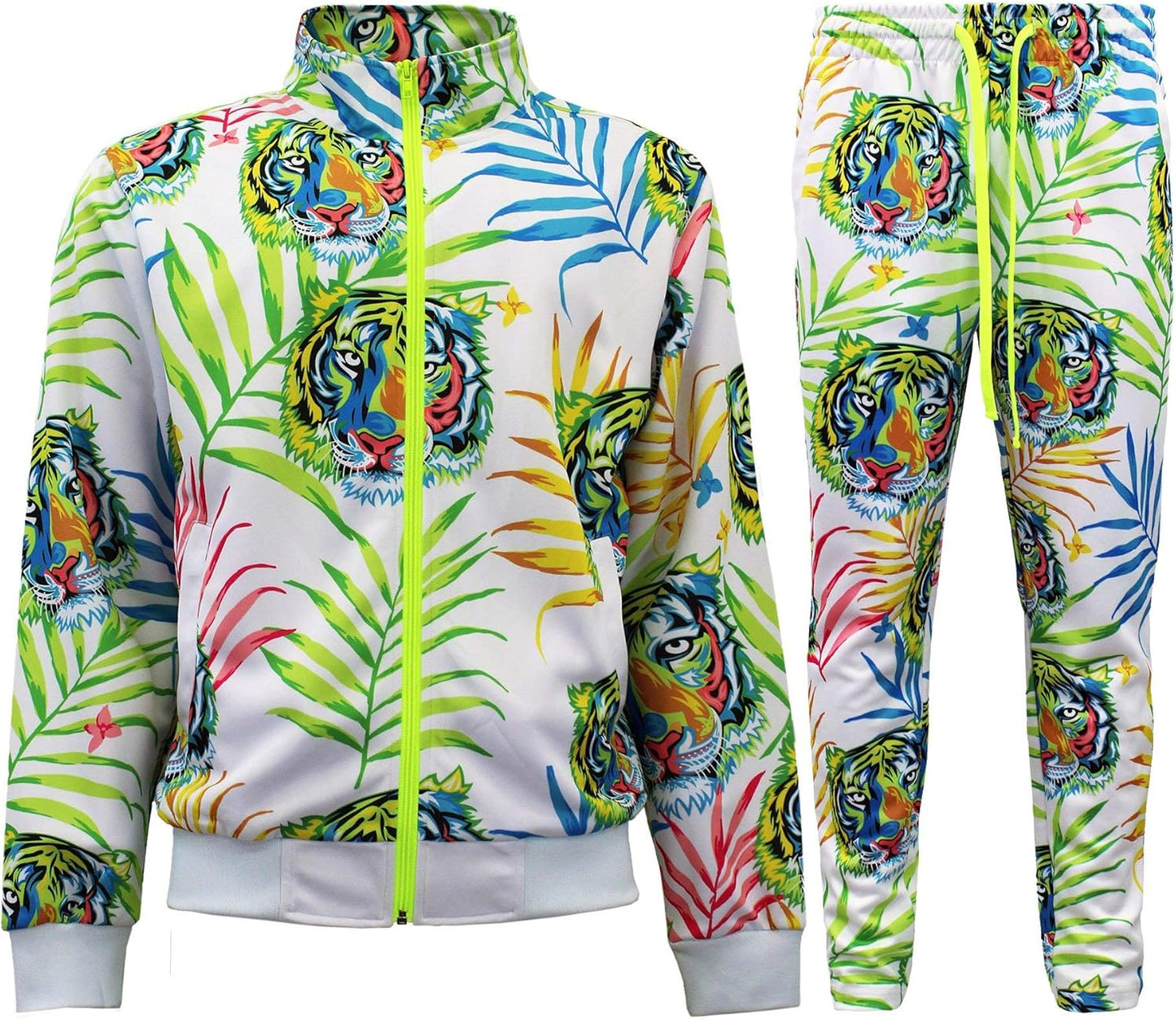 G-Style USA Men's Tiger Pattern Tracksuit Sets for Active Wear