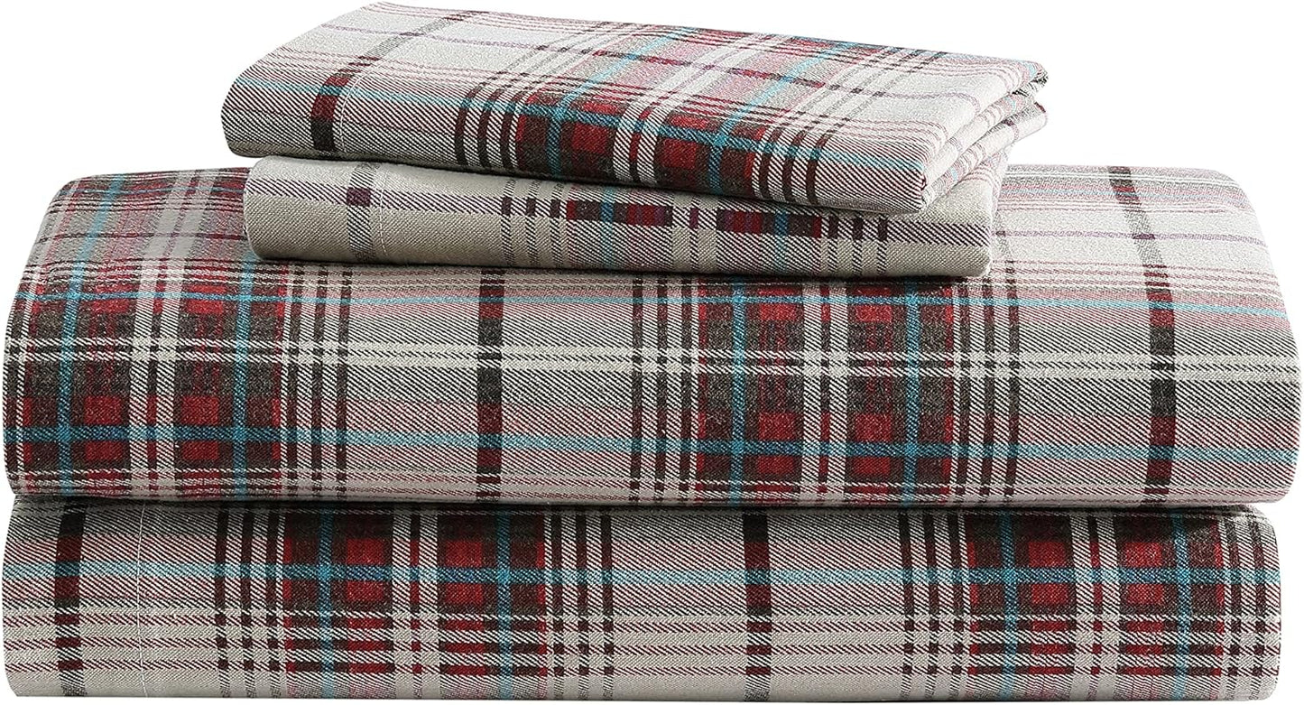 Eddie Bauer Mont Lake Plaid Flannel Sheet Set for King Beds