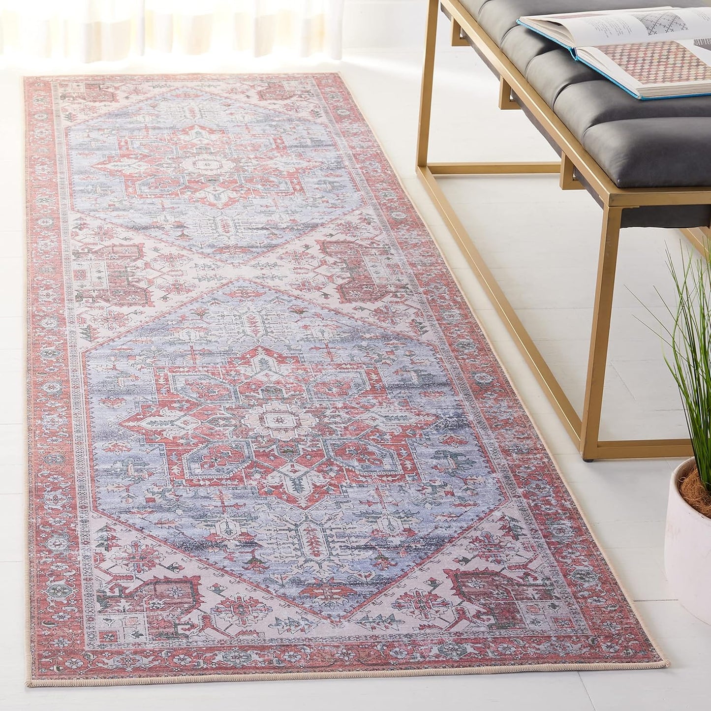 SAFAVIEH Washable Rug Tucson Collection - Stylish Runner for Home