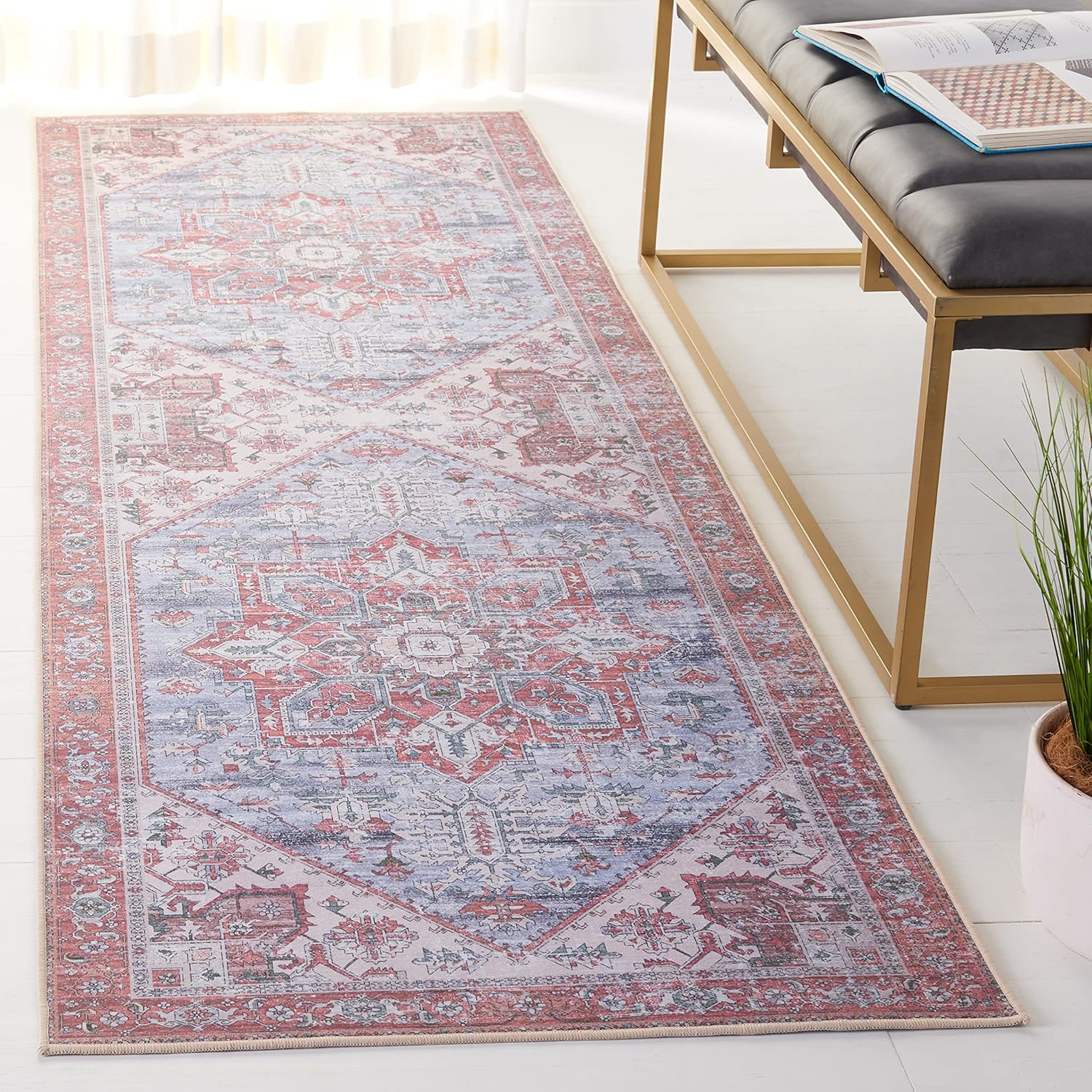 SAFAVIEH Washable Rug Tucson Collection - Stylish Runner for Home