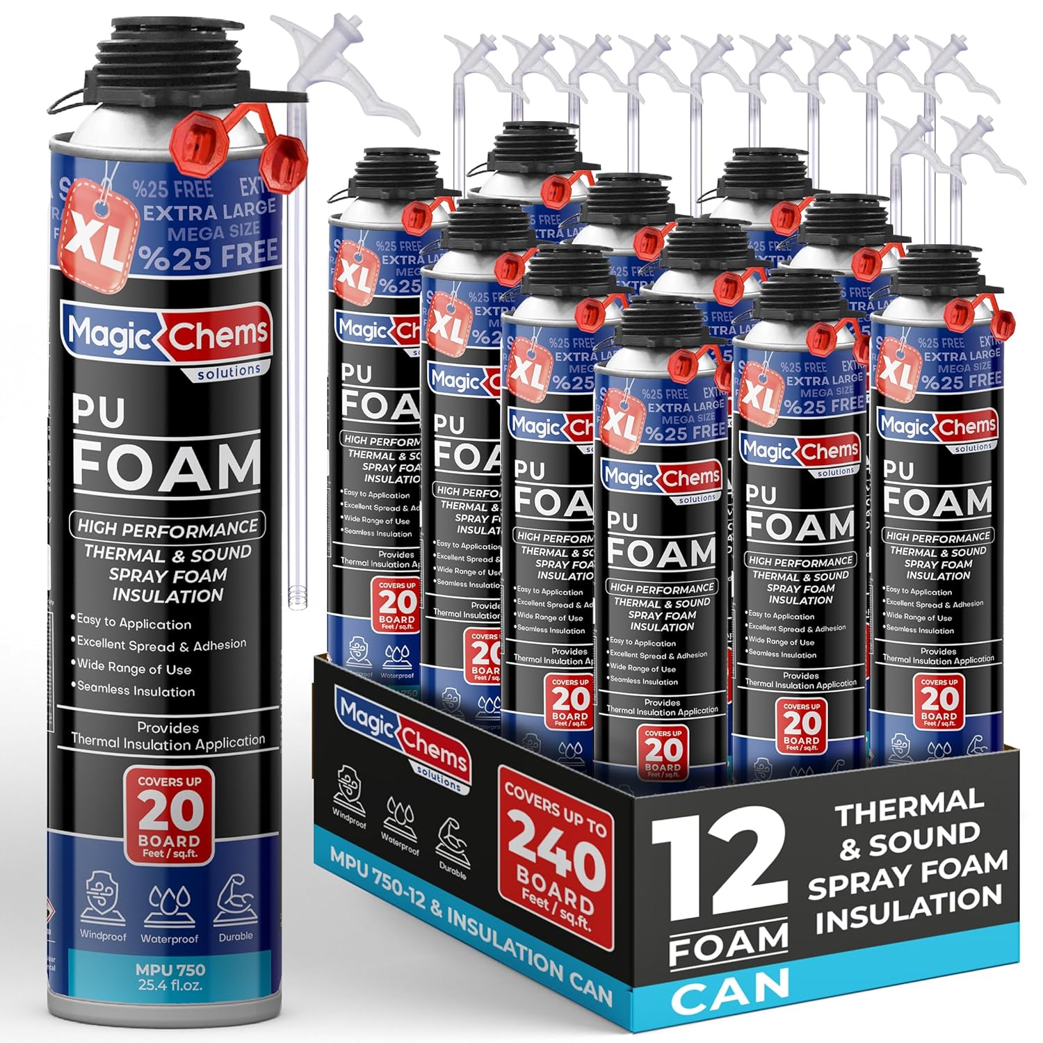 Spray Foam Insulation Can 12 Pack for Thermal & Acoustic Needs