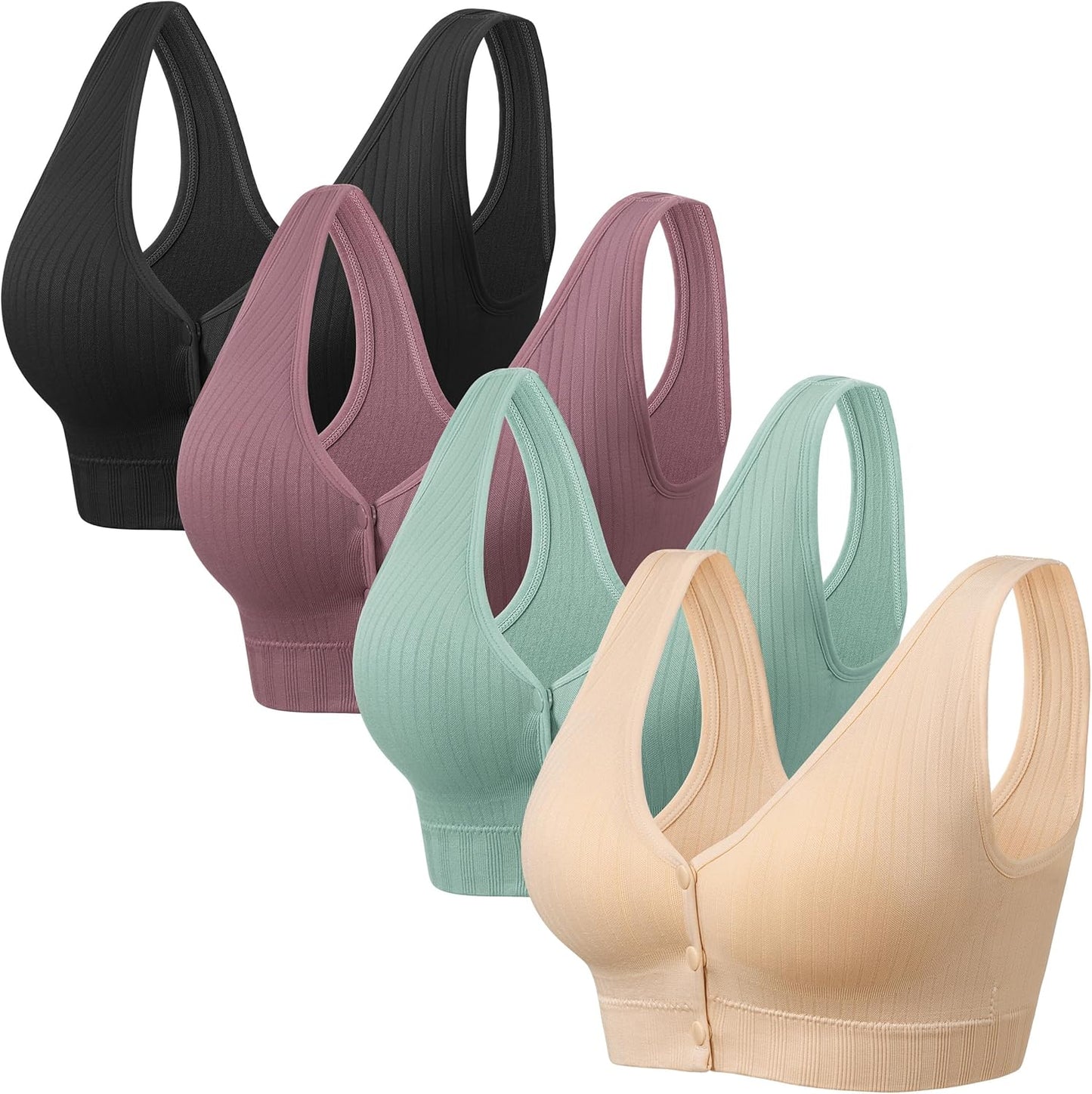 Comfortable Front Close Wireless Bras for Women - 4 Pack