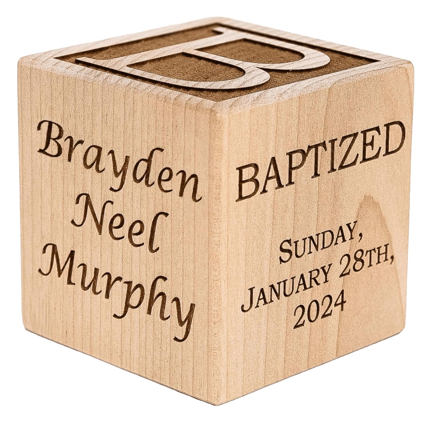 Personalized Baby Baptism Wood Block - Unique Gift for Kids