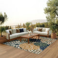 Aloha Indoor/Outdoor Blue Green 9ft x 12ft Area Rug - Bold Floral