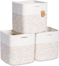 Storage Cubes 11 in Cotton Rope Woven Baskets 3-Pack - Square