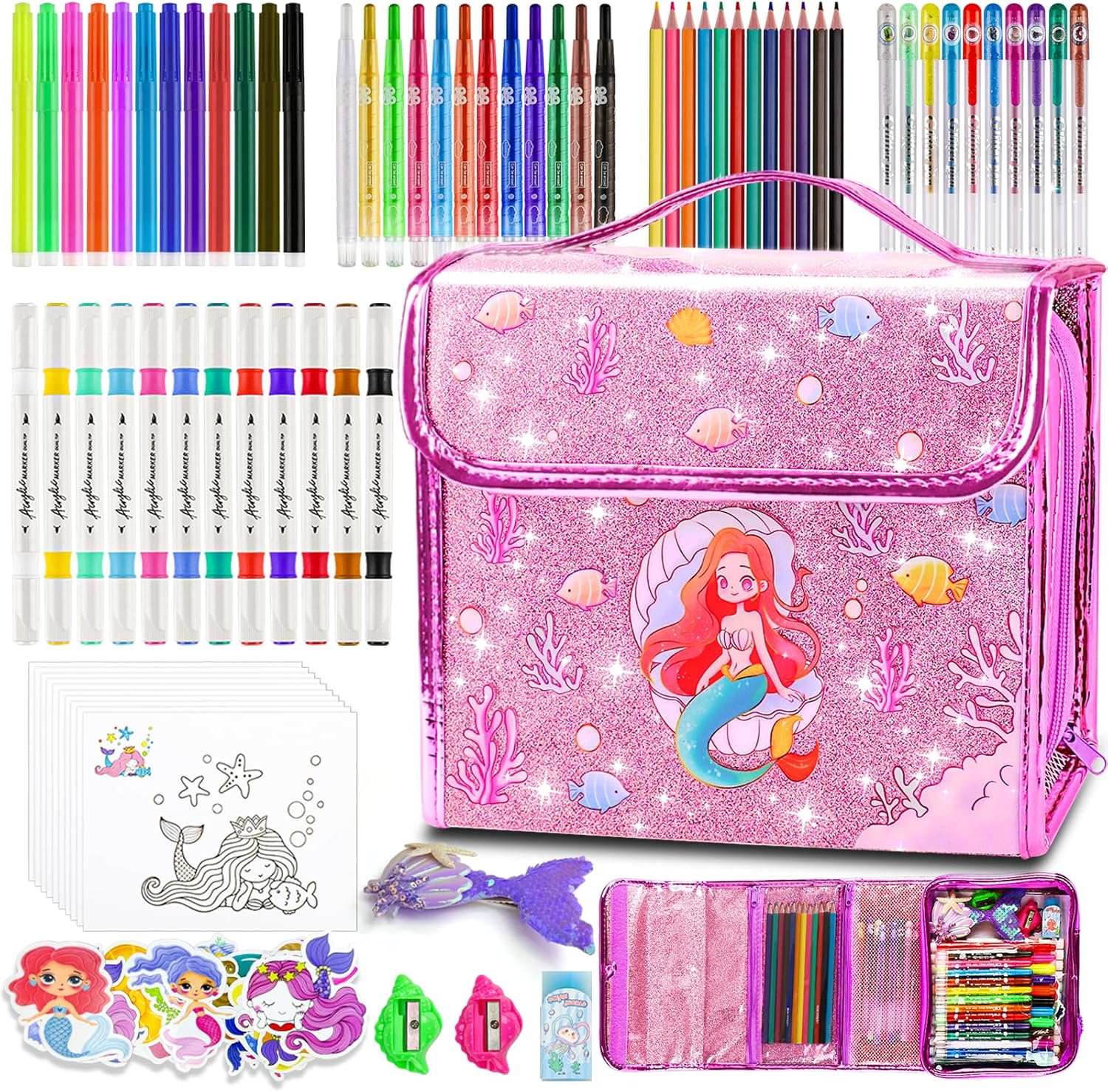 Mermaid Gifts for Girls: Washable Scented Markers Set 98Pcs