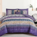 Boho King Size Comforter Set 8 Pieces - Violet Bohemian Striped