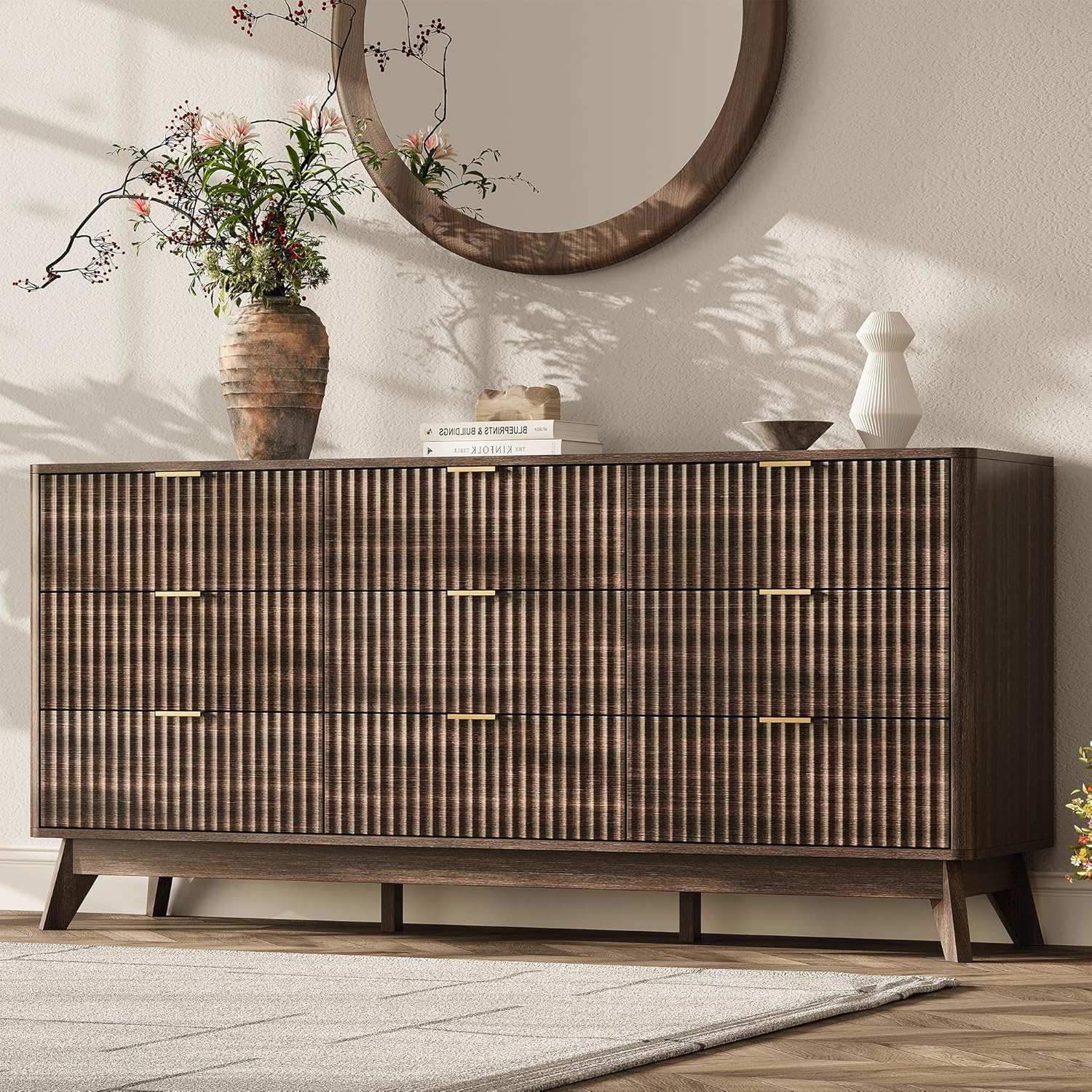 63 Inch Wide 9 Drawers Dresser for Bedroom and Living Room