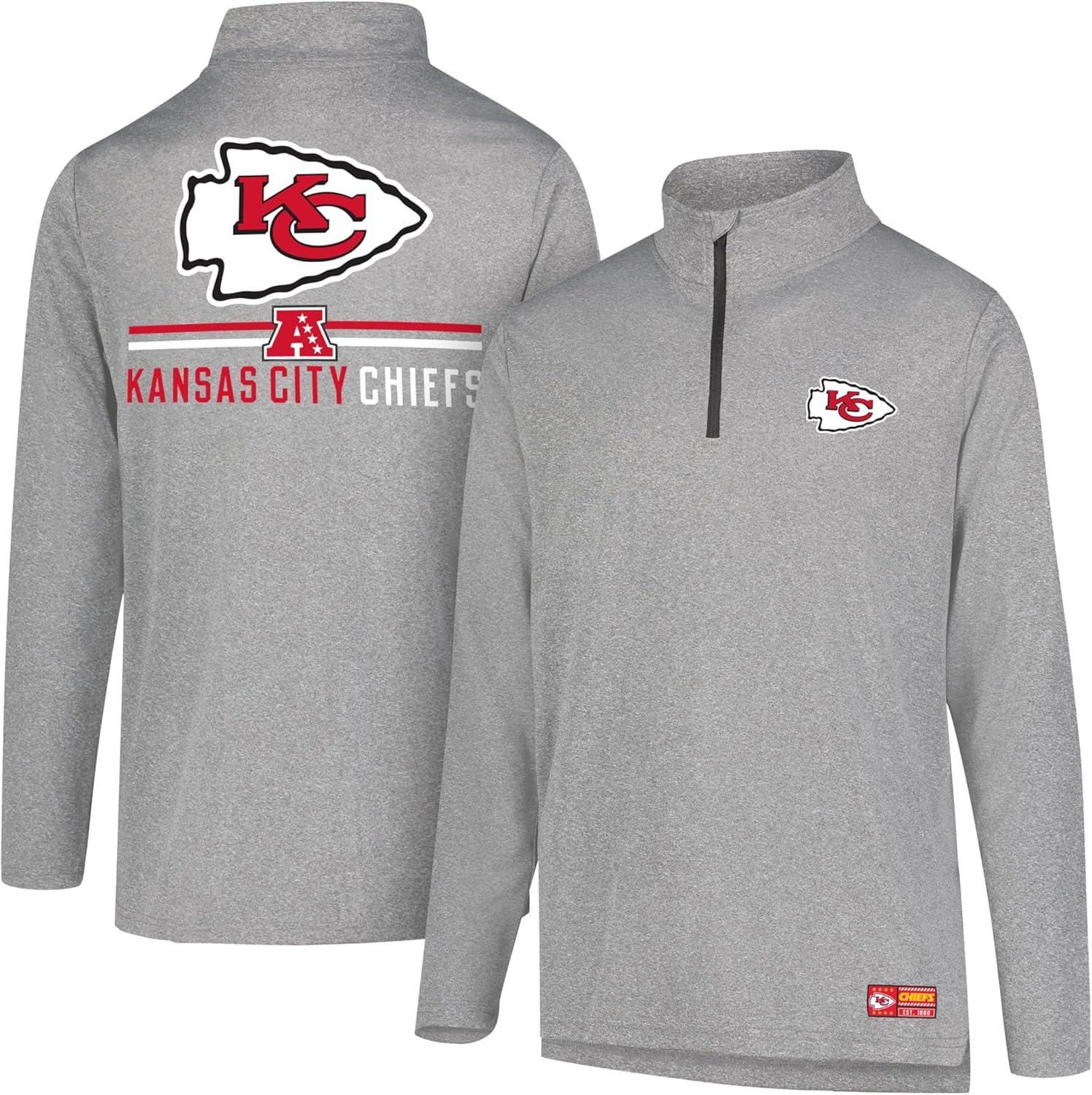 Ultra Game Men's NFL Super Soft Quarter Zip Long Sleeve T-Shirt