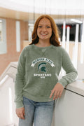 Michigan State Spartans Women's Burnout Crewneck Sweatshirt - Vintage