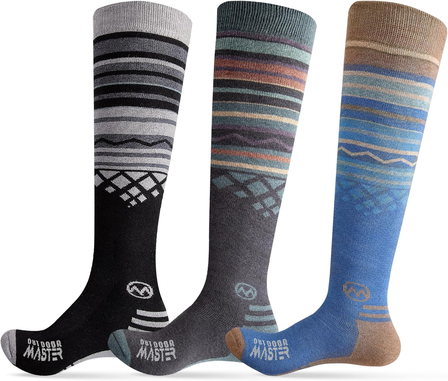 Non-Slip Merino Wool Ski Socks 2-Pack by OutdoorMaster