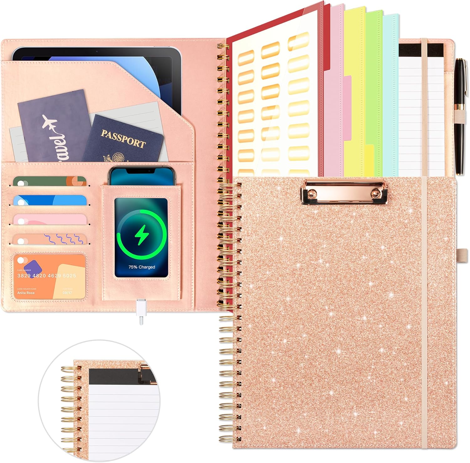 Rose Gold Clipboard Organizer for Professionals