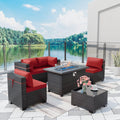 Outdoor Patio Furniture with Fire Pit Table 6-Piece Sectional Set