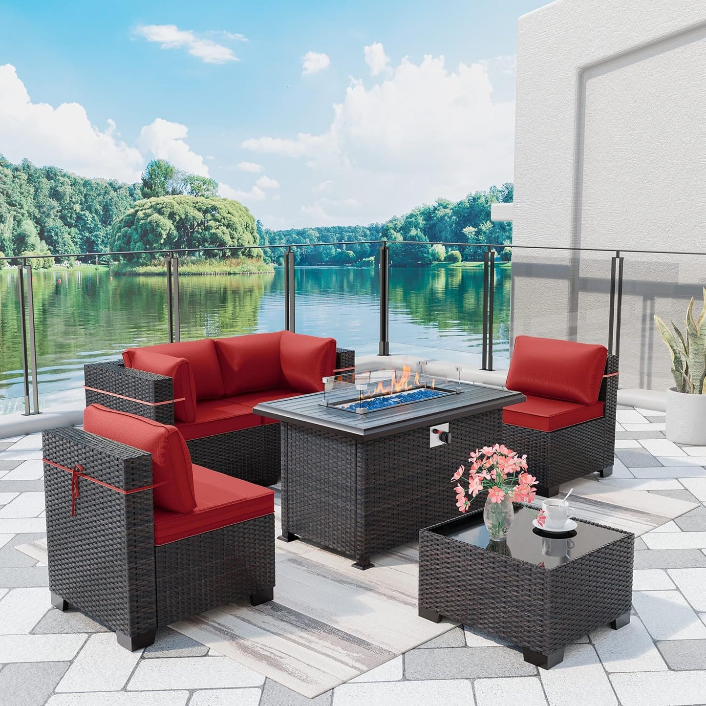 Outdoor Patio Furniture with Fire Pit Table for Cozy Gatherings
