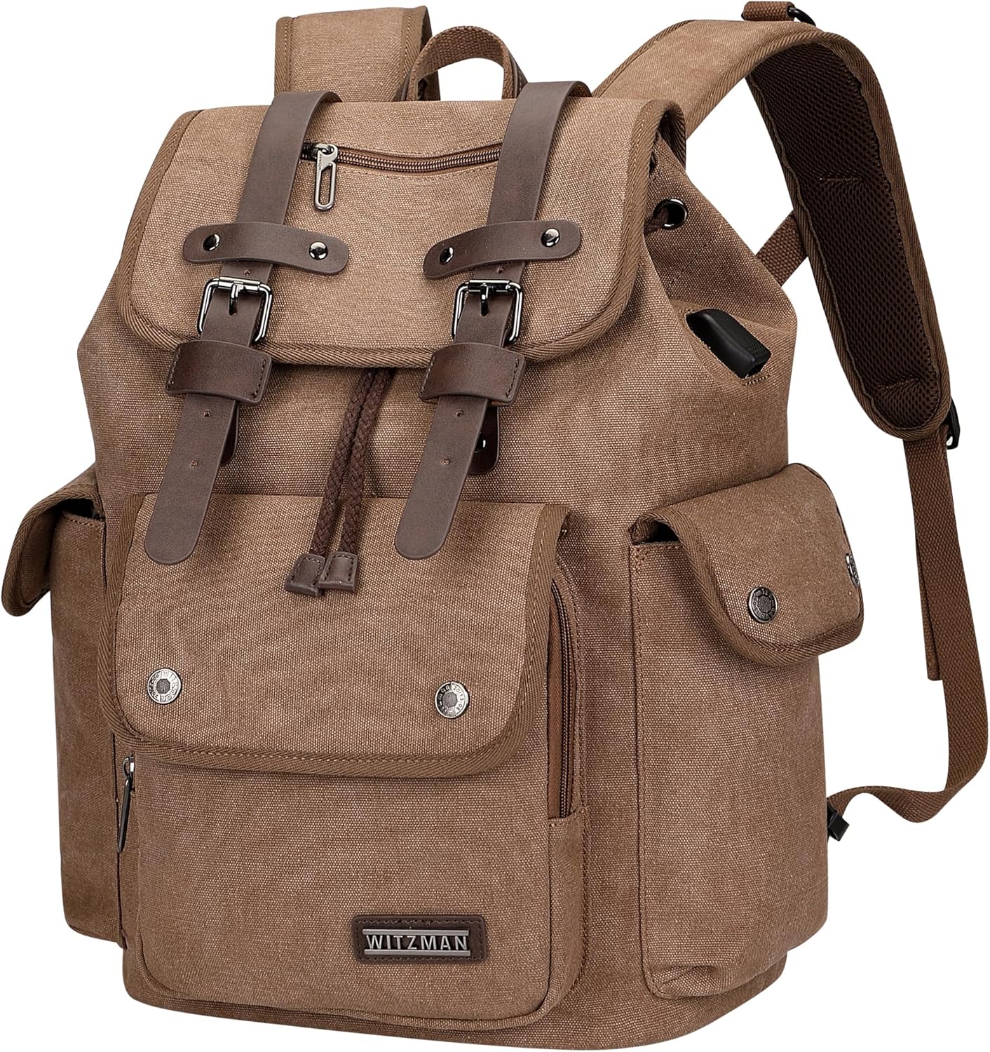 WITZMAN Canvas Backpack for Men Vintage Rucksack Travel Bag