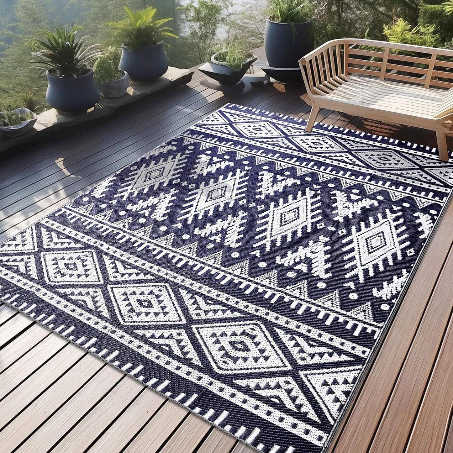 OLANLY Outdoor Rug Waterproof 4x6 ft for Patio and Camp