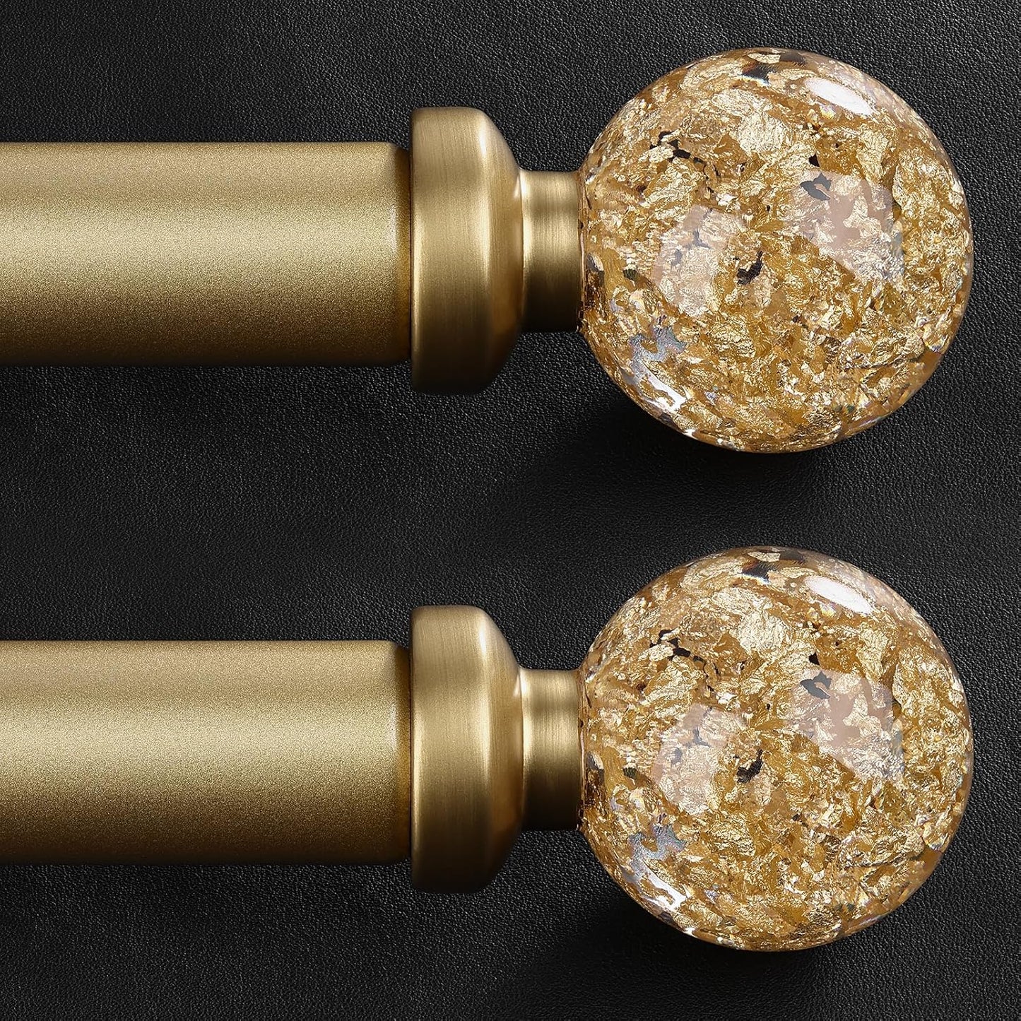 2 Pack Gold Curtain Rods for Windows 28 to 48 Inch Adjustable