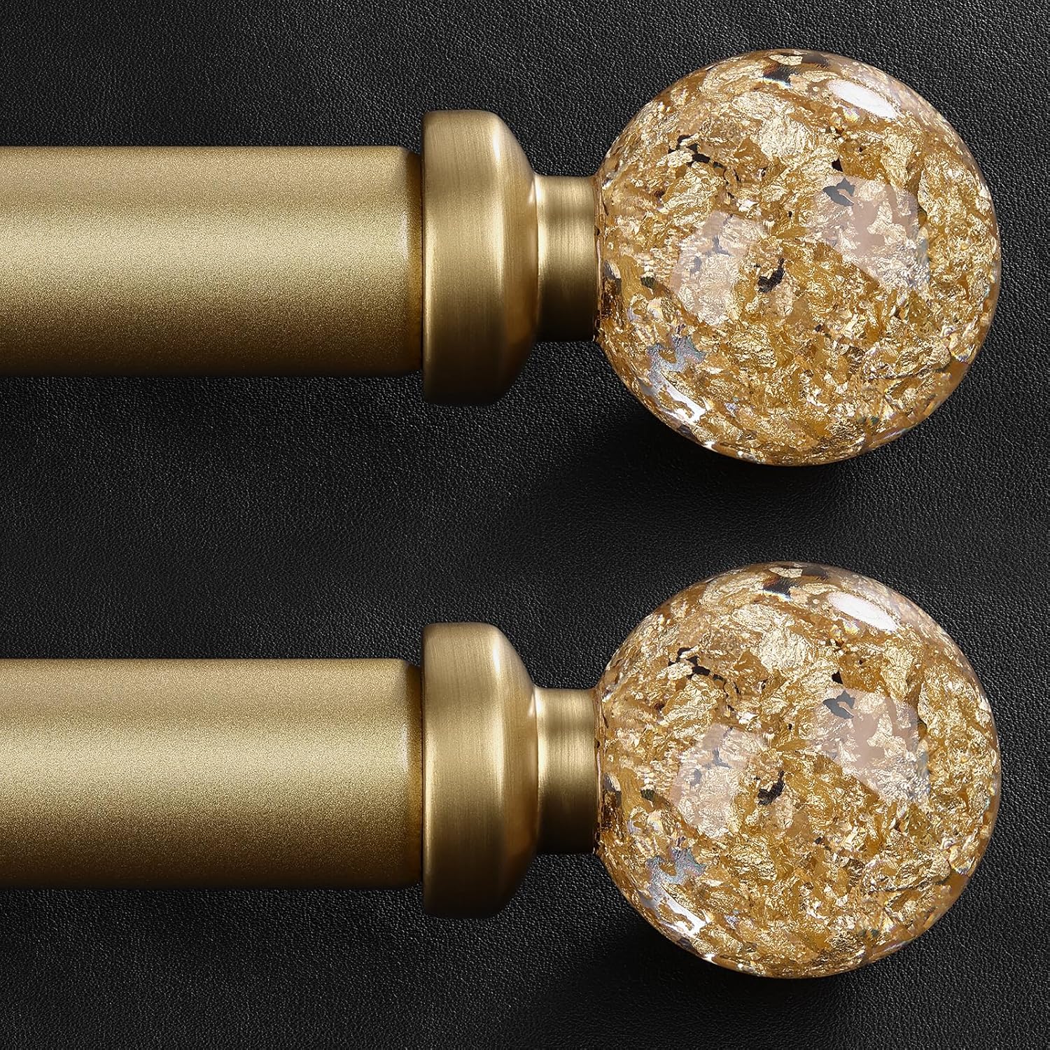 2 Pack Gold Curtain Rods for Windows 28 to 48 Inch Adjustable