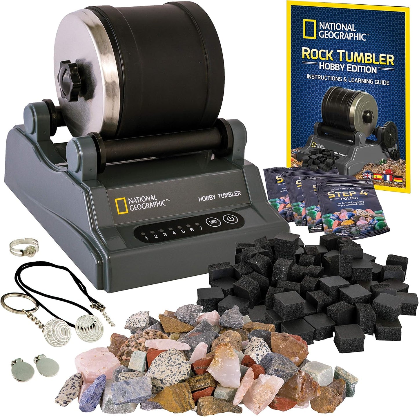 National Geographic Hobby Rock Tumbler Kit for Gemstone Polishing