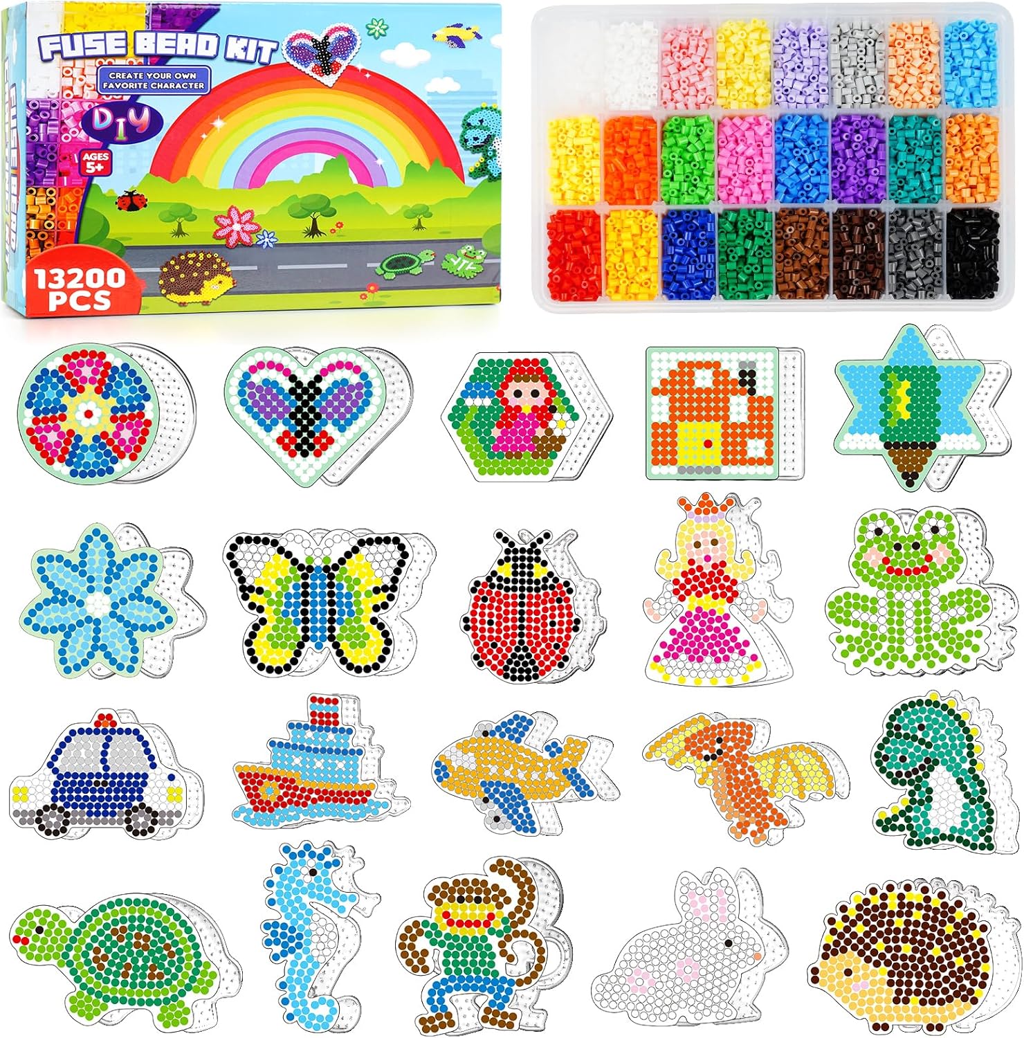 FUNZBO 13200 Fuse Beads Kit for Creative Arts and Crafts Fun