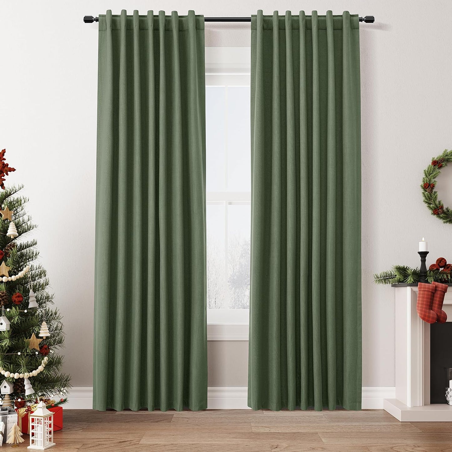 Guken Olive Green Blackout Curtains for Living Room and Bedroom