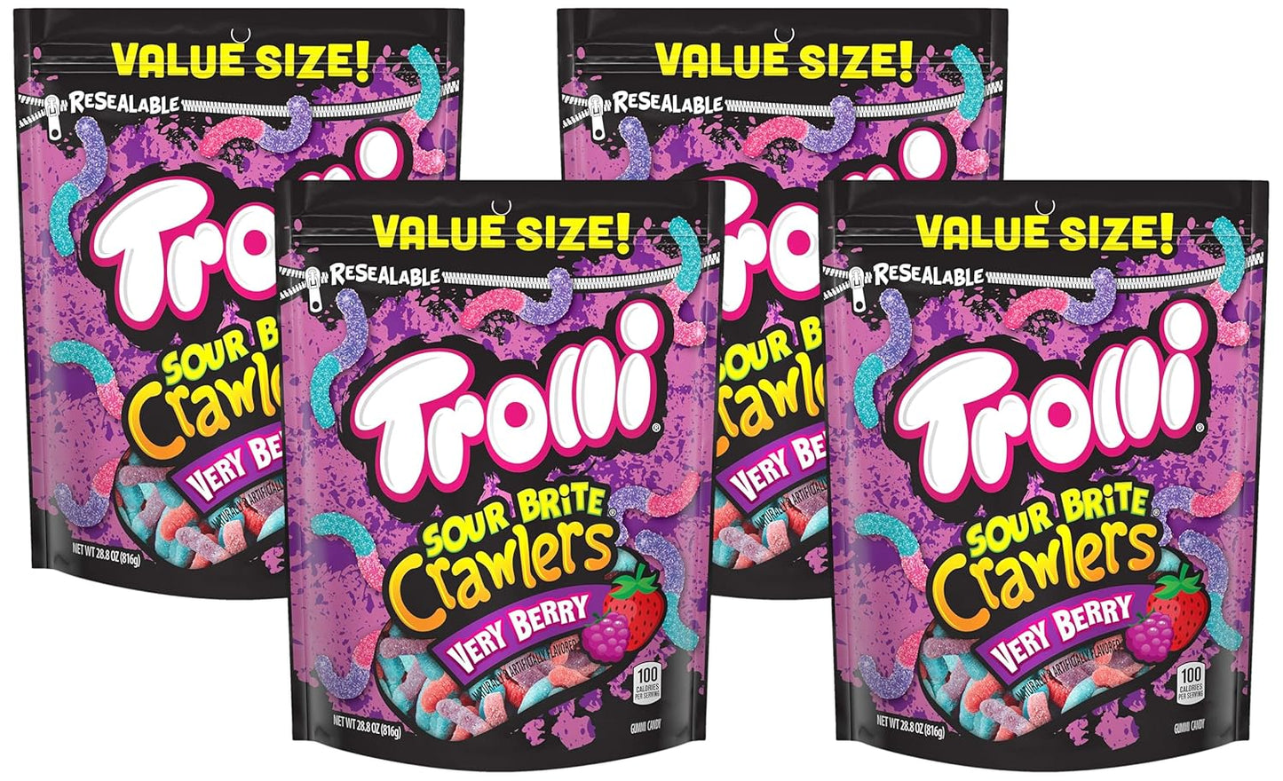 Trolli Sour Brite Crawlers, Very Berry Gummy Worms Review