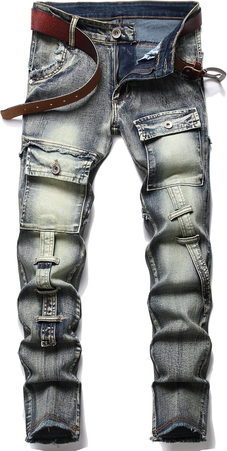 XIMXIMMTIAN Men's Biker Moto Distressed Slim Fit Jeans Review